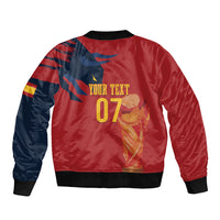 La Furia Roja Espana Custom Sleeve Zip Bomber Jacket Campeones del Mundo 2026