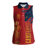 La Furia Roja Espana Custom Women Sleeveless Polo Shirt Campeones del Mundo 2026