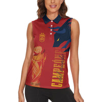 La Furia Roja Espana Custom Women Sleeveless Polo Shirt Campeones del Mundo 2026
