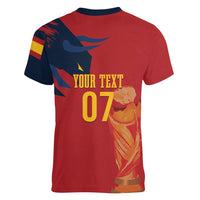 La Furia Roja Espana Custom Women V-Neck T-Shirt Campeones del Mundo 2026