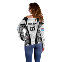 Personalised Fiji Rugby Off Shoulder Sweater 2023 World Cup History Makers - White Ver - Wonder Print Shop