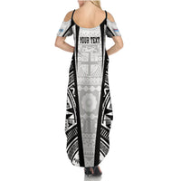 Personalised Fiji Rugby Summer Maxi Dress 2023 World Cup History Makers - White Ver - Wonder Print Shop