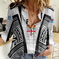 Personalised Fiji Rugby Women Casual Shirt 2023 World Cup History Makers - White Ver - Wonder Print Shop