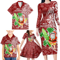 Hawaii Christmas Mele Kalikimaka Family Matching Long Sleeve Bodycon Dress and Hawaiian Shirt Santa Claus LT7 - Wonder Print Shop