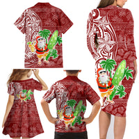 Hawaii Christmas Mele Kalikimaka Family Matching Long Sleeve Bodycon Dress and Hawaiian Shirt Santa Claus LT7 - Wonder Print Shop