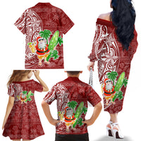 Hawaii Christmas Mele Kalikimaka Family Matching Off Shoulder Long Sleeve Dress and Hawaiian Shirt Santa Claus - Wonder Print Shop