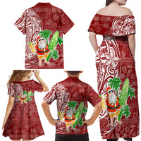Hawaii Christmas Mele Kalikimaka Family Matching Off Shoulder Maxi Dress and Hawaiian Shirt Santa Claus LT7 - Wonder Print Shop