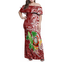 Hawaii Christmas Mele Kalikimaka Family Matching Off Shoulder Maxi Dress and Hawaiian Shirt Santa Claus LT7 - Wonder Print Shop