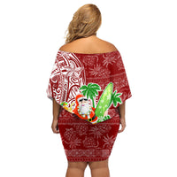 Hawaii Christmas Mele Kalikimaka Family Matching Off Shoulder Short Dress and Hawaiian Shirt Santa Claus LT7 - Wonder Print Shop