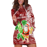 Hawaii Christmas Mele Kalikimaka Hoodie Dress Santa Claus - Wonder Print Shop
