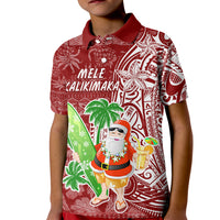 Hawaii Christmas Mele Kalikimaka Kid Polo Shirt Santa Claus - Wonder Print Shop