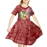 Hawaii Christmas Mele Kalikimaka Kid Short Sleeve Dress Santa Claus - Wonder Print Shop