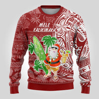 Hawaii Christmas Mele Kalikimaka Ugly Christmas Sweater Santa Claus - Wonder Print Shop