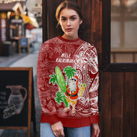 Hawaii Christmas Mele Kalikimaka Ugly Christmas Sweater Santa Claus - Wonder Print Shop