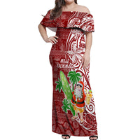 Hawaii Christmas Mele Kalikimaka Off Shoulder Maxi Dress Santa Claus - Wonder Print Shop