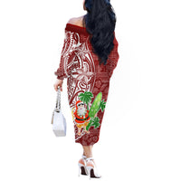 Hawaii Christmas Mele Kalikimaka Off The Shoulder Long Sleeve Dress Santa Claus - Wonder Print Shop
