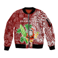 Hawaii Christmas Mele Kalikimaka Sleeve Zip Bomber Jacket Santa Claus - Wonder Print Shop