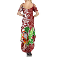 Hawaii Christmas Mele Kalikimaka Summer Maxi Dress Santa Claus - Wonder Print Shop