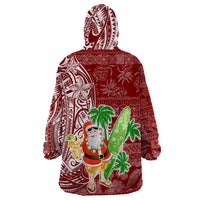 Hawaii Christmas Mele Kalikimaka Wearable Blanket Hoodie Santa Claus - Wonder Print Shop
