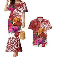 Papua New Guinea Christmas Couples Matching Mermaid Dress and Hawaiian Shirt Bird-of-Paradise Special LT7 - Wonder Print Shop
