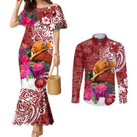 papua-new-guinea-christmas-couples-matching-mermaid-dress-and-long-sleeve-button-shirt-bird-of-paradise-special