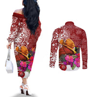 papua-new-guinea-christmas-couples-matching-off-the-shoulder-long-sleeve-dress-and-long-sleeve-button-shirt-bird-of-paradise-special