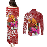 Papua New Guinea Christmas Couples Matching Puletasi Dress and Long Sleeve Button Shirt Bird-of-Paradise Special LT7 - Wonder Print Shop