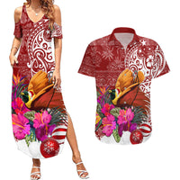 Papua New Guinea Christmas Couples Matching Summer Maxi Dress and Hawaiian Shirt Bird-of-Paradise Special LT7 - Wonder Print Shop