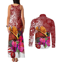 Papua New Guinea Christmas Couples Matching Tank Maxi Dress and Long Sleeve Button Shirt Bird-of-Paradise Special LT7 - Wonder Print Shop
