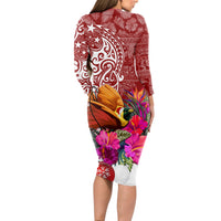Papua New Guinea Christmas Long Sleeve Bodycon Dress Bird-of-Paradise Special - Wonder Print Shop