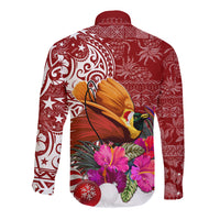 Papua New Guinea Christmas Long Sleeve Button Shirt Bird-of-Paradise Special - Wonder Print Shop