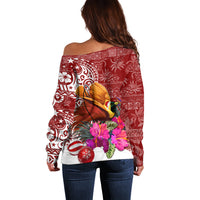 Papua New Guinea Christmas Off Shoulder Sweater Bird-of-Paradise Special - Wonder Print Shop