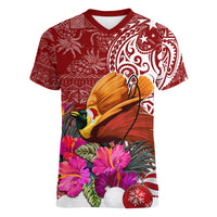 Papua New Guinea Christmas Women V Neck T Shirt Bird-of-Paradise Special - Wonder Print Shop