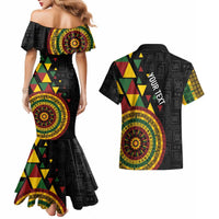 Personalized Adinkra Akan Culture Couples Matching Mermaid Dress and Hawaiian Shirt Afrikan Colors