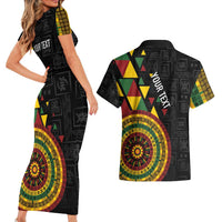 Personalized Adinkra Akan Culture Couples Matching Short Sleeve Bodycon Dress and Hawaiian Shirt Afrikan Colors