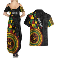 Personalized Adinkra Akan Culture Couples Matching Summer Maxi Dress and Hawaiian Shirt Afrikan Colors