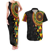 Personalized Adinkra Akan Culture Couples Matching Tank Maxi Dress and Hawaiian Shirt Afrikan Colors