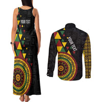 Personalized Adinkra Akan Culture Couples Matching Tank Maxi Dress and Long Sleeve Button Shirt Afrikan Colors