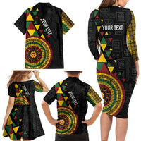 Personalized Adinkra Akan Culture Family Matching Long Sleeve Bodycon Dress and Hawaiian Shirt Afrikan Colors