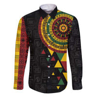 Personalized Adinkra Akan Culture Family Matching Off The Shoulder Long Sleeve Dress and Hawaiian Shirt Afrikan Colors