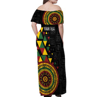 Personalized Adinkra Akan Culture Family Matching Off Shoulder Maxi Dress and Hawaiian Shirt Afrikan Colors