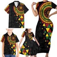 Personalized Adinkra Akan Culture Family Matching Short Sleeve Bodycon Dress and Hawaiian Shirt Afrikan Colors