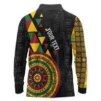 Personalized Adinkra Akan Culture Long Sleeve Polo Shirt Afrikan Colors