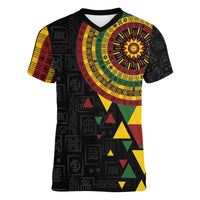 Personalized Adinkra Akan Culture Women V-Neck T-Shirt Afrikan Colors