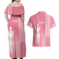 Personalized Adinkra Akan Culture Couples Matching Off Shoulder Maxi Dress and Hawaiian Shirt Women's Day Duafe Symbol