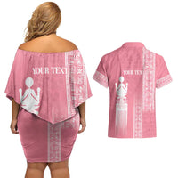 Personalized Adinkra Akan Culture Couples Matching Off Shoulder Short Dress and Hawaiian Shirt Women's Day Duafe Symbol