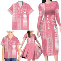 Personalized Adinkra Akan Culture Family Matching Long Sleeve Bodycon Dress and Hawaiian Shirt Women's Day Duafe Symbol