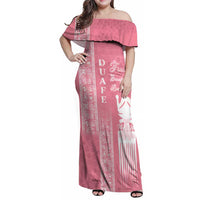 Personalized Adinkra Akan Culture Family Matching Off Shoulder Maxi Dress and Hawaiian Shirt Women's Day Duafe Symbol