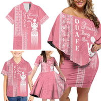 Personalized Adinkra Akan Culture Family Matching Off Shoulder Short Dress and Hawaiian Shirt Women's Day Duafe Symbol