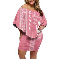 Personalized Adinkra Akan Culture Family Matching Off Shoulder Short Dress and Hawaiian Shirt Women's Day Duafe Symbol